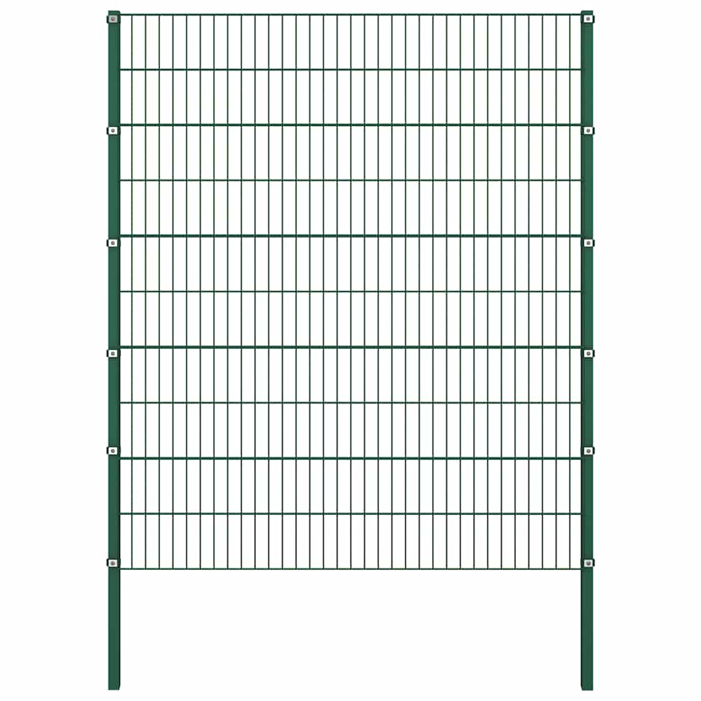 Schuttingpaneel met palen ijzer 694,5x200 cm groen