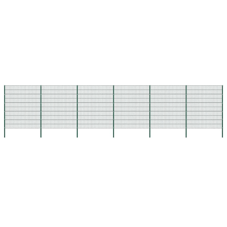 Schuttingpaneel met palen ijzer 1040x200 cm groen