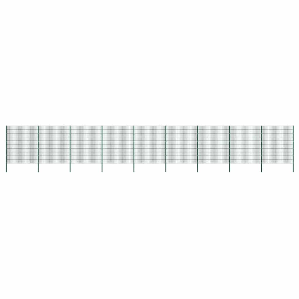 Schuttingpaneel met palen ijzer 1557,5x200 cm groen