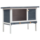 Outdoor Rabbit Hutch with 1 Floor, Wood, Grey