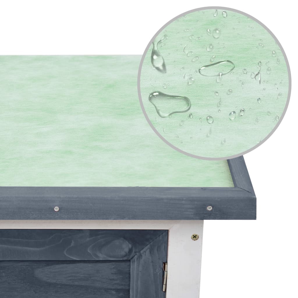 Konijnenhok voor buiten met 1 verdieping hout grijs Grijs