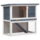 Outdoor rabbit hutch with 1 door wood grey