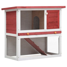 Konijnenhok voor buiten met 1 deur hout rood Rood