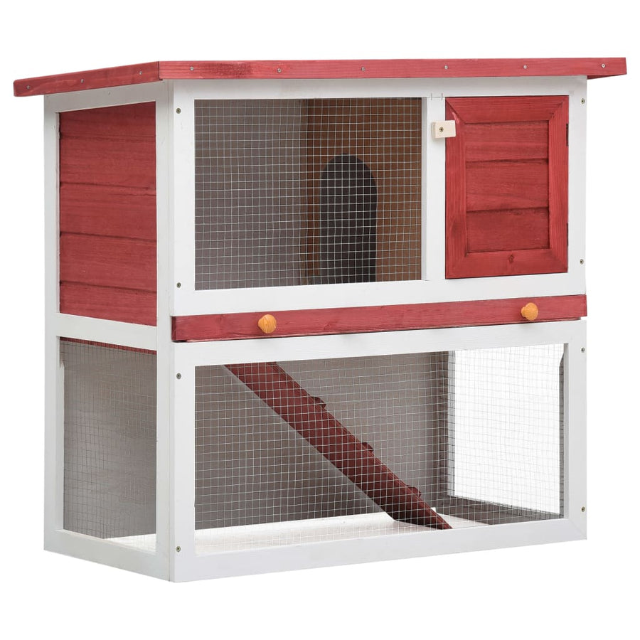 Konijnenhok voor buiten met 1 deur hout rood Rood