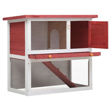 Konijnenhok voor buiten met 1 deur hout rood Rood