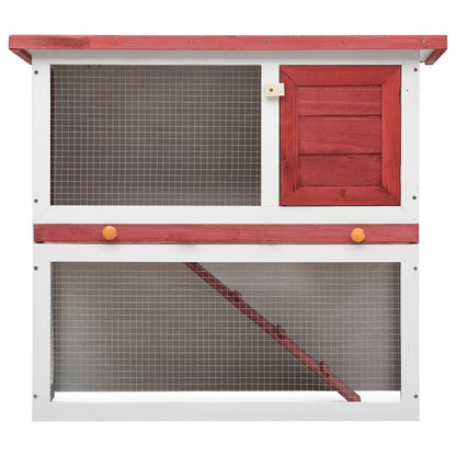 Konijnenhok voor buiten met 1 deur hout rood Rood