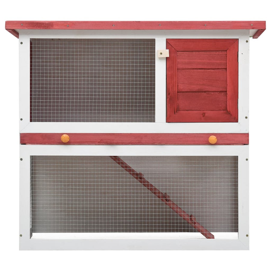 Konijnenhok voor buiten met 1 deur hout rood Rood