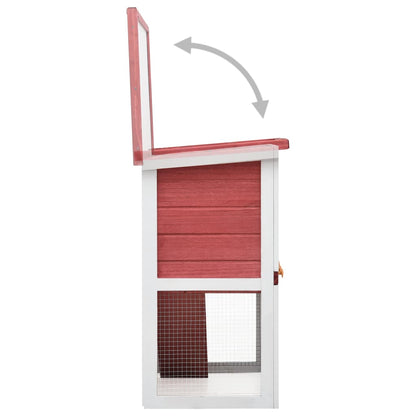 Konijnenhok voor buiten met 1 deur hout rood Rood