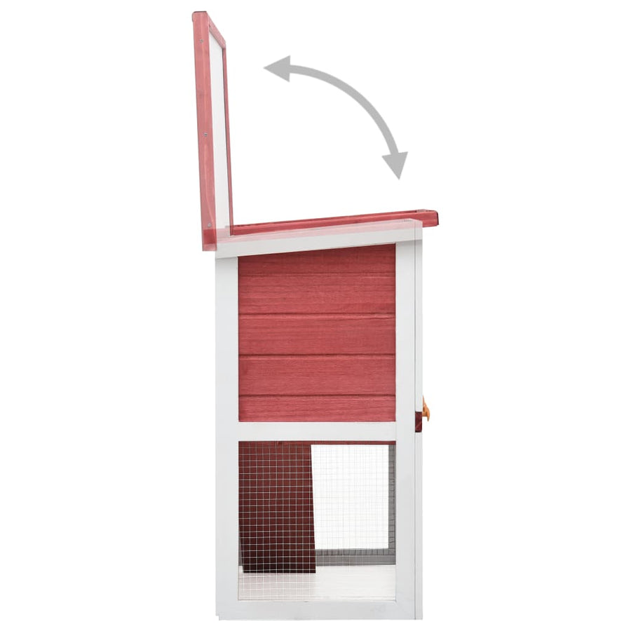 Konijnenhok voor buiten met 1 deur hout rood Rood