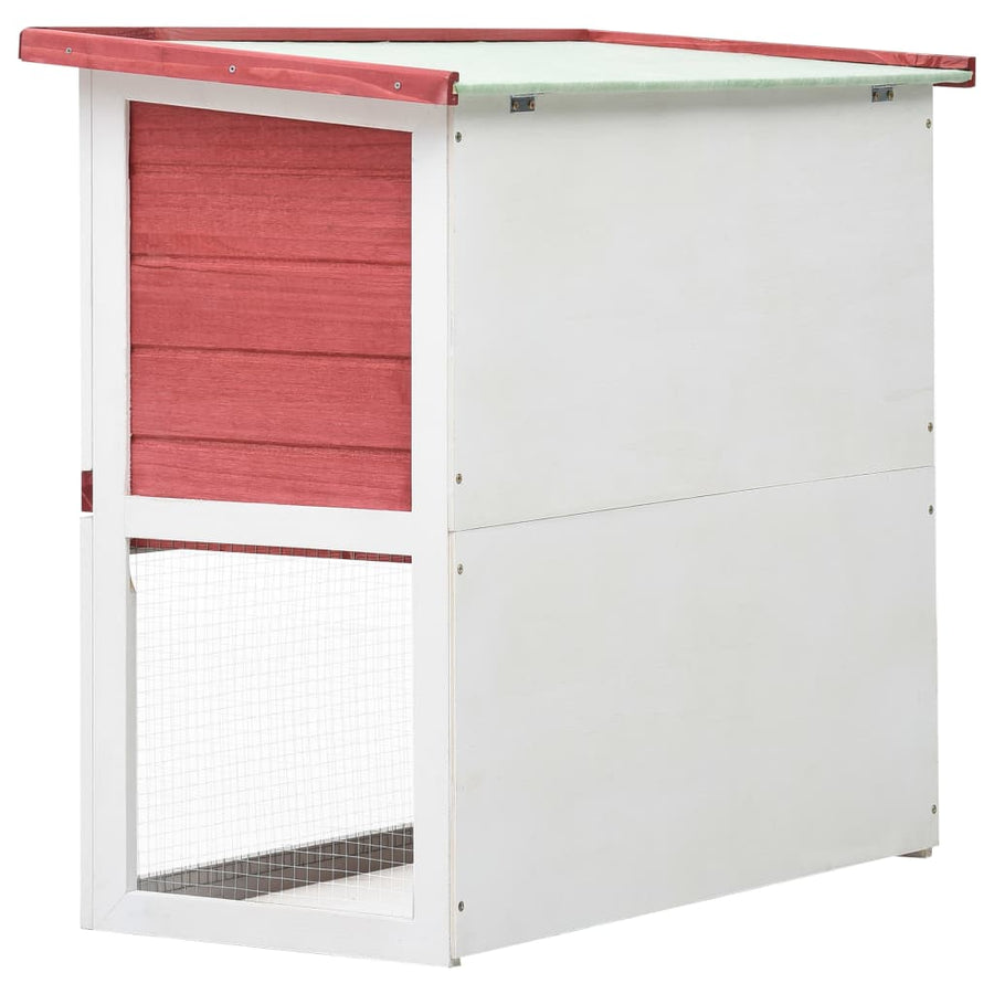 Konijnenhok voor buiten met 1 deur hout rood Rood
