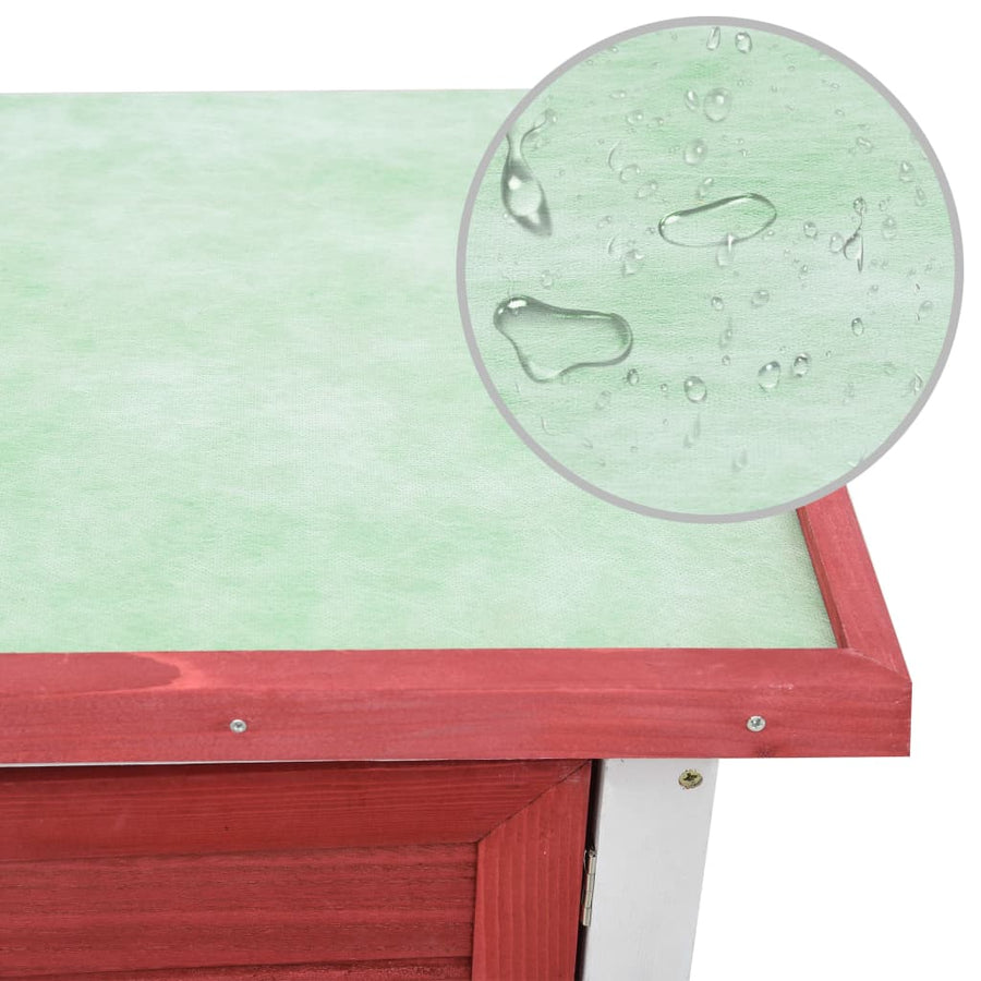 Konijnenhok voor buiten met 1 deur hout rood Rood