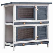 Konijnenhok 90x45x90 cm massief grenenhout grijs