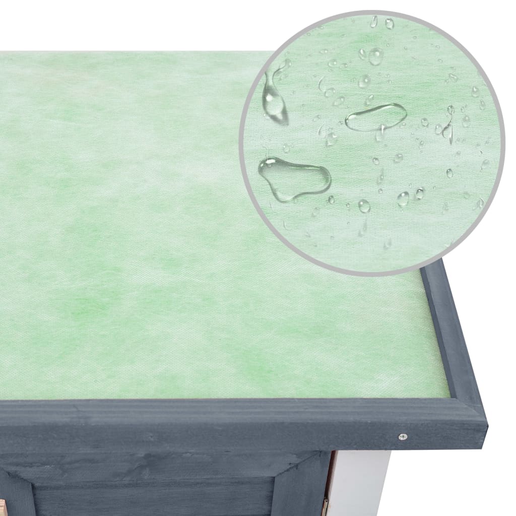 Konijnenhok voor buiten met 4 deuren hout grijs Grijs