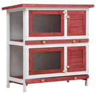 Outdoor rabbit hutch with 4 doors wood red