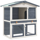 Outdoor rabbit hutch with 3 doors, wood, grey