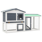 Large outdoor rabbit hutch 145x45x84 cm wood grey and white