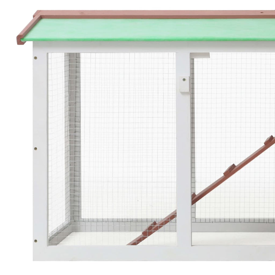 Konijnenhok Voor Buiten Groot 145X45X84 Cm Hout Bruin en wit