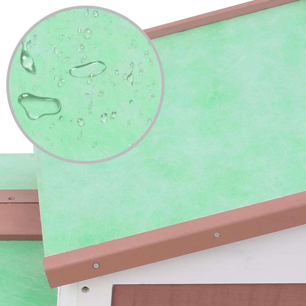 Konijnenhok Voor Buiten Groot 145X45X84 Cm Hout Bruin en wit