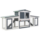 Large Outdoor Rabbit Hutch 201x45x85 cm Wood Grey and White