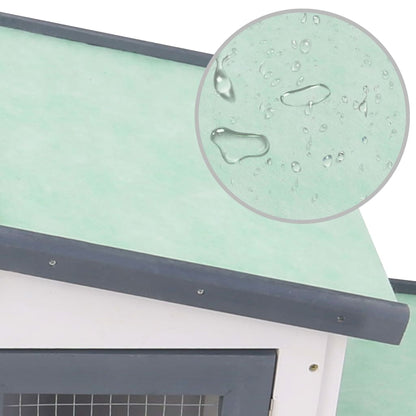 Konijnenhok voor buiten groot 204x45x85 cm hout grijs en wit Grijs en wit