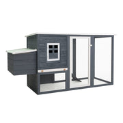 Chicken coop with sleeping area, grey wood