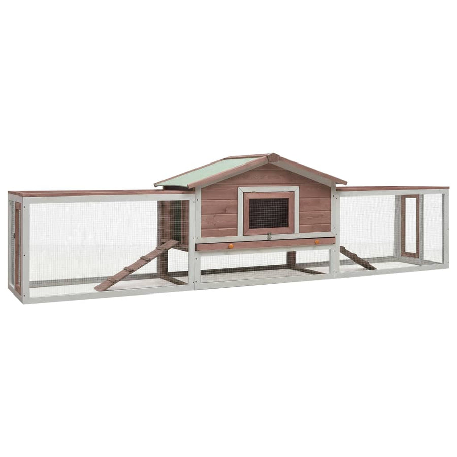 Konijnenhok 310x70x87 cm massief grenen- en vurenhout mokka Mokka