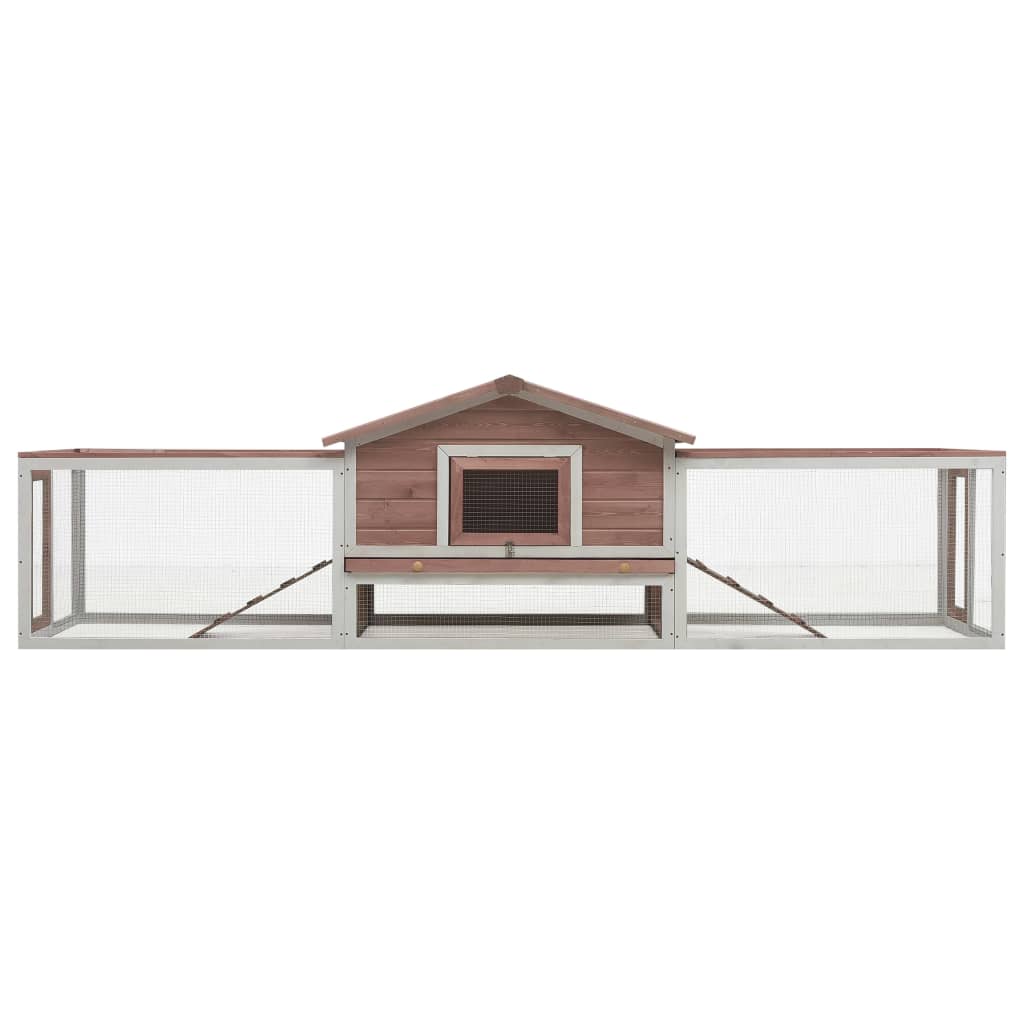 Konijnenhok 310x70x87 cm massief grenen- en vurenhout mokka Mokka