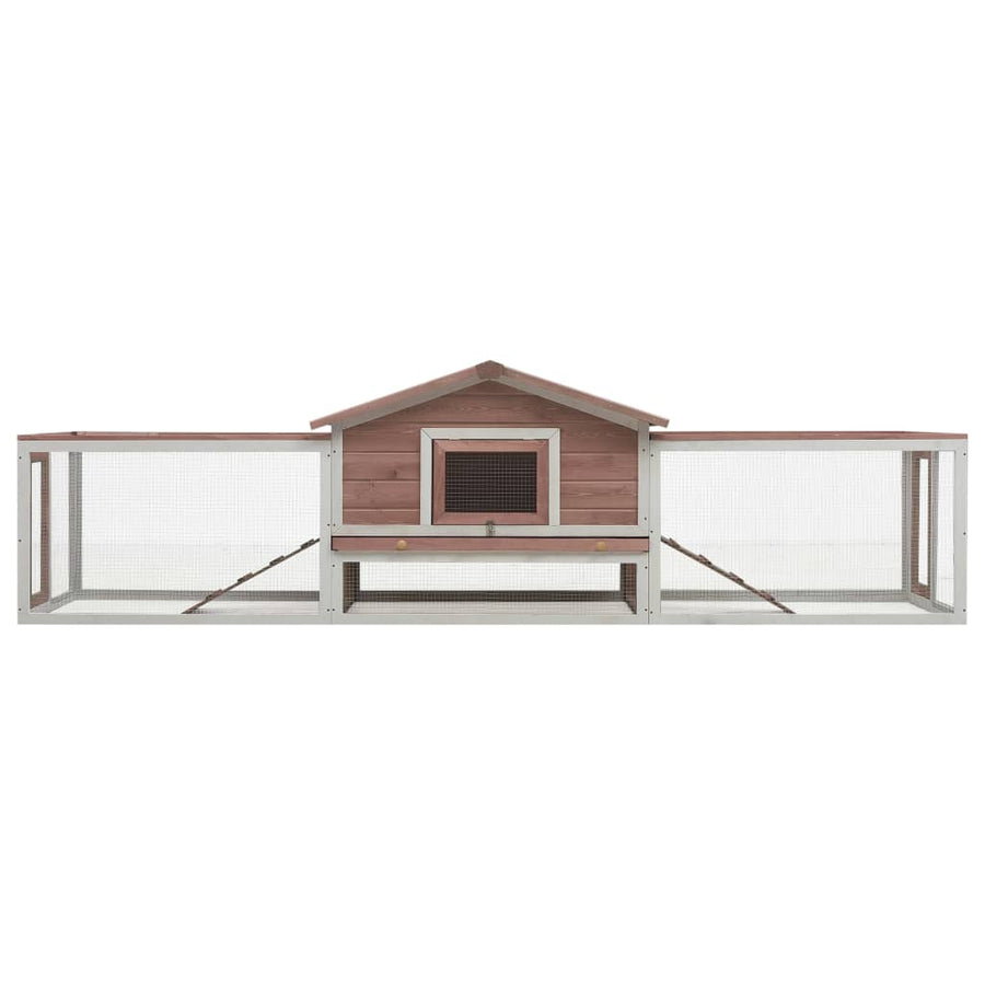 Konijnenhok 310x70x87 cm massief grenen- en vurenhout mokka Mokka