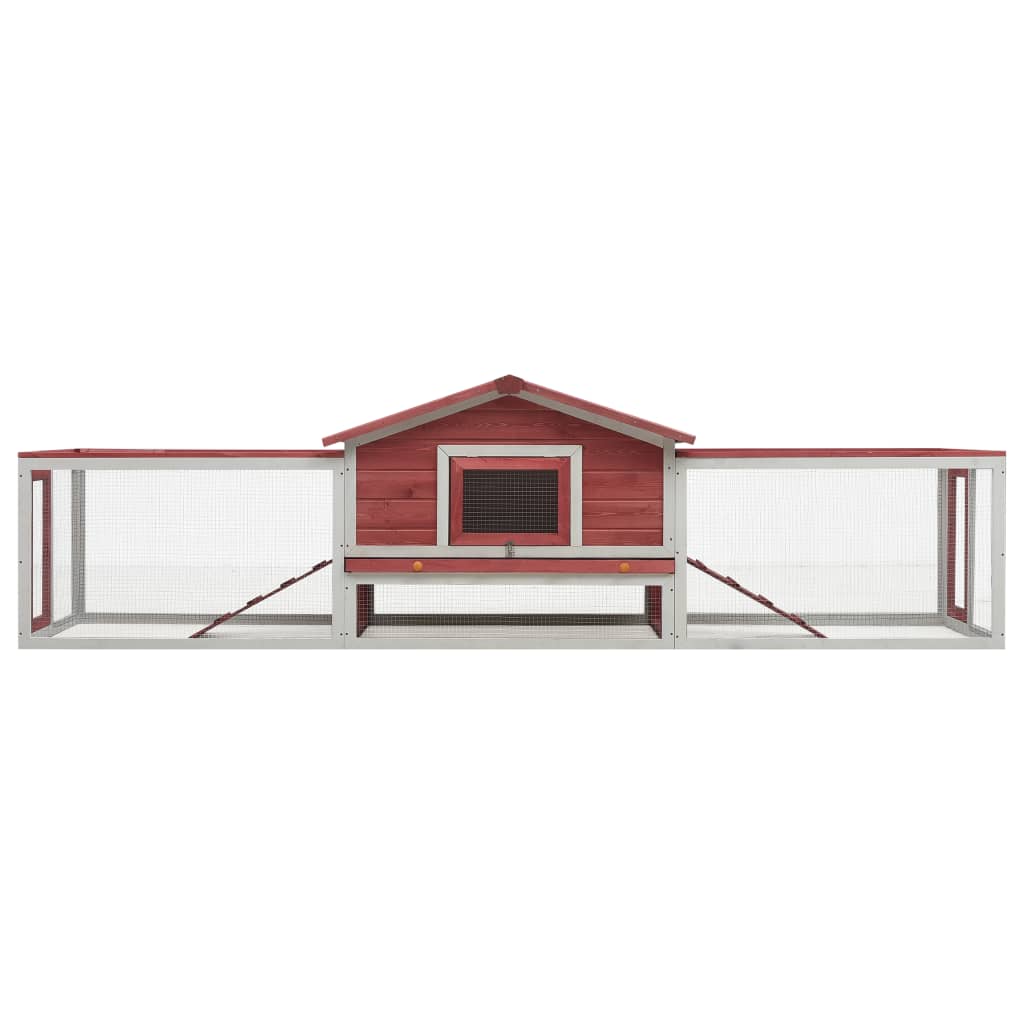 Konijnenhok 310x70x87 cm massief grenen- en vurenhout rood Rood