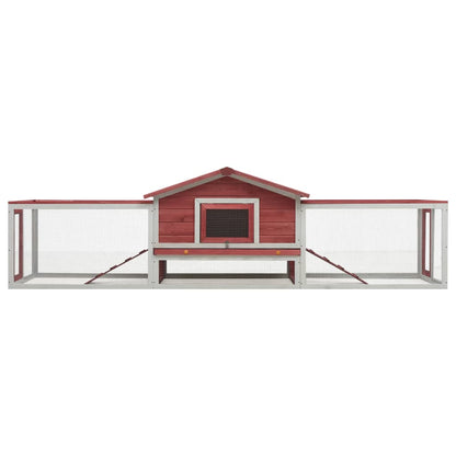Konijnenhok 310x70x87 cm massief grenen- en vurenhout rood Rood