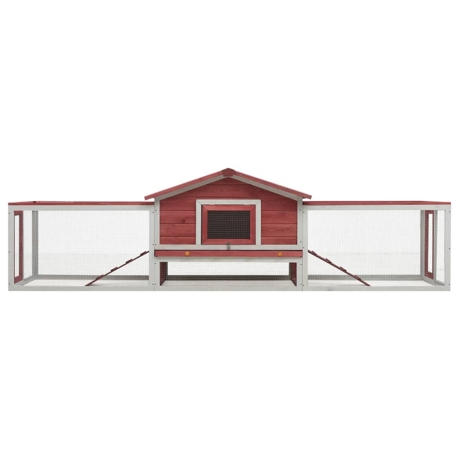 Konijnenhok 310x70x87 cm massief grenen- en vurenhout rood Rood