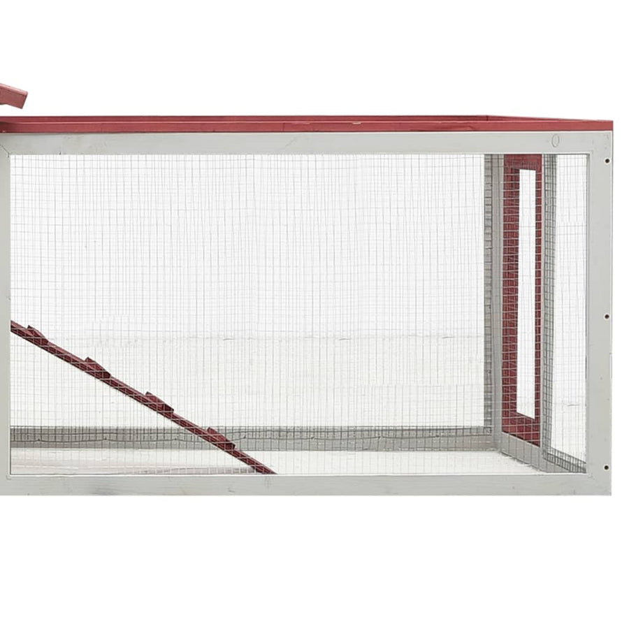 Konijnenhok 310x70x87 cm massief grenen- en vurenhout rood Rood