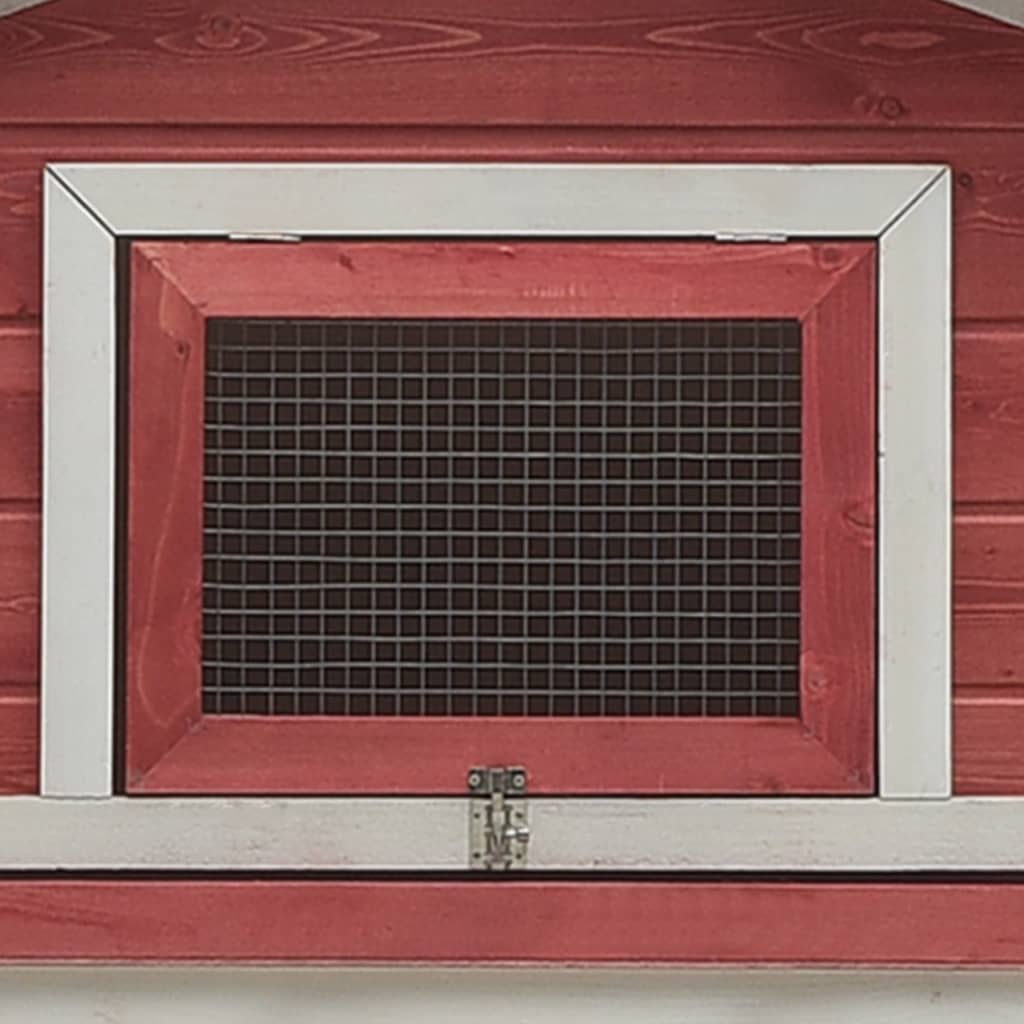 Konijnenhok 310x70x87 cm massief grenen- en vurenhout rood Rood