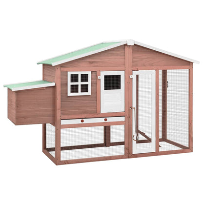 Kippenhok met nestkast massief vurenhout mokka en wit mocha and white