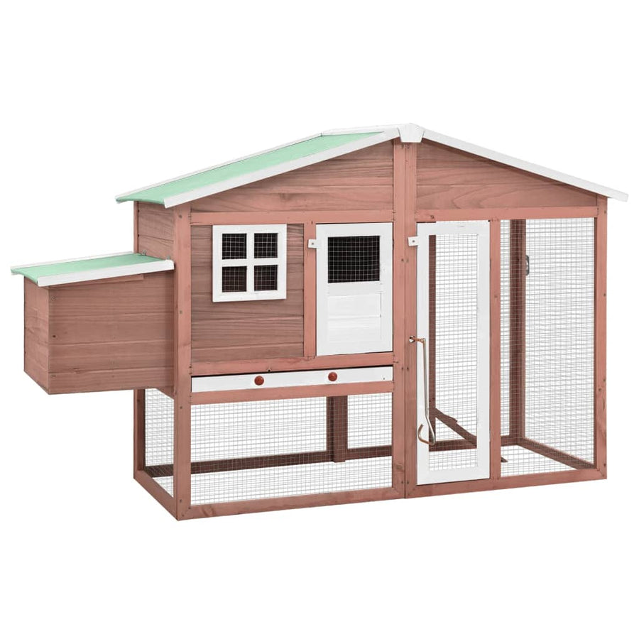 Kippenhok met nestkast massief vurenhout mokka en wit mocha and white