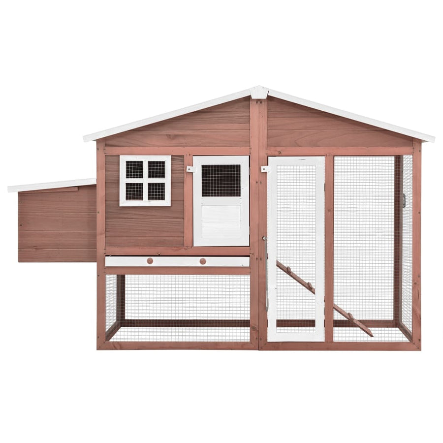 Kippenhok met nestkast massief vurenhout mokka en wit mocha and white