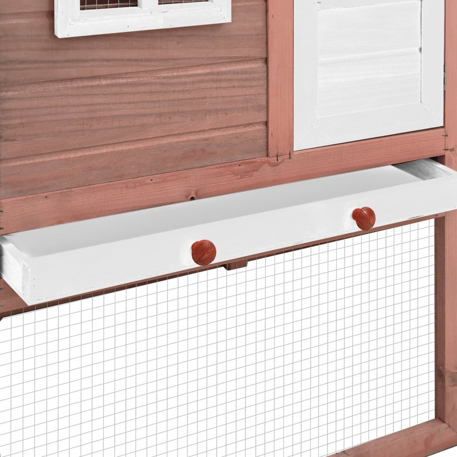 Kippenhok met nestkast massief vurenhout mokka en wit mocha and white