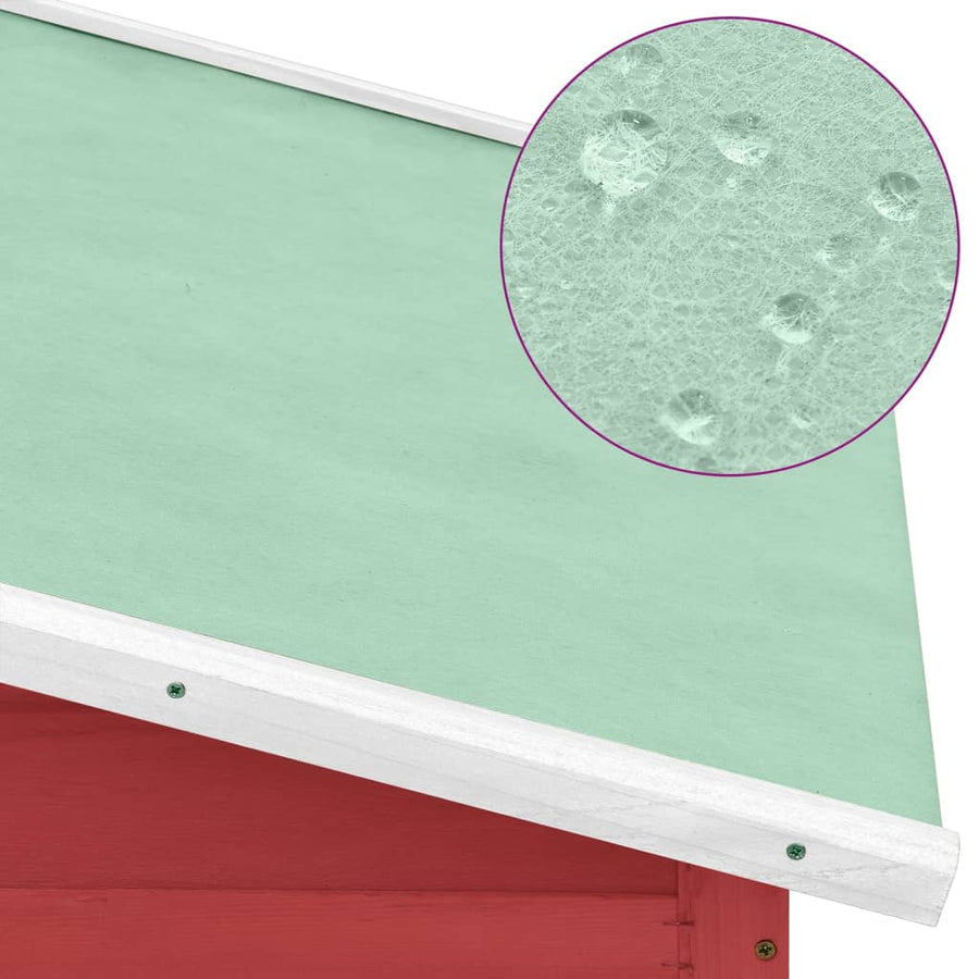 Kippenhok met nestkast massief vurenhout rood en wit Rood