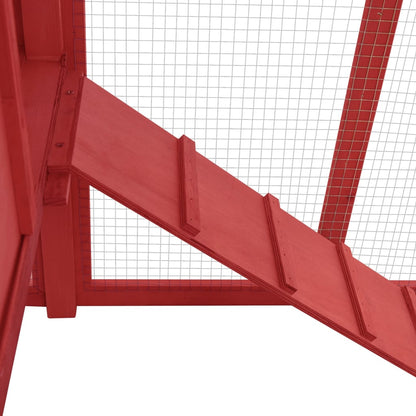 Kippenhok met nestkast massief vurenhout rood en wit Rood