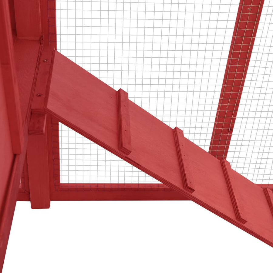 Kippenhok met nestkast massief vurenhout rood en wit Rood