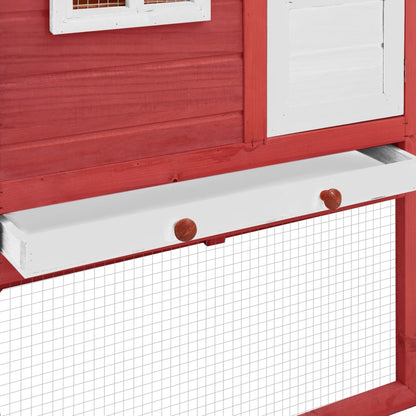 Kippenhok met nestkast massief vurenhout rood en wit Rood