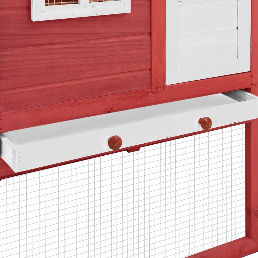 Kippenhok met nestkast massief vurenhout rood en wit Rood