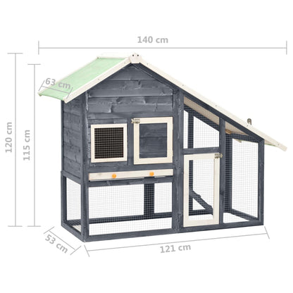Konijnenhok 140x63x120 cm massief vurenhout grijs en wit Grijs en wit