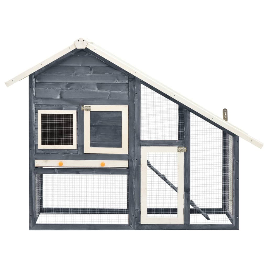 Konijnenhok 140x63x120 cm massief vurenhout grijs en wit Grijs en wit