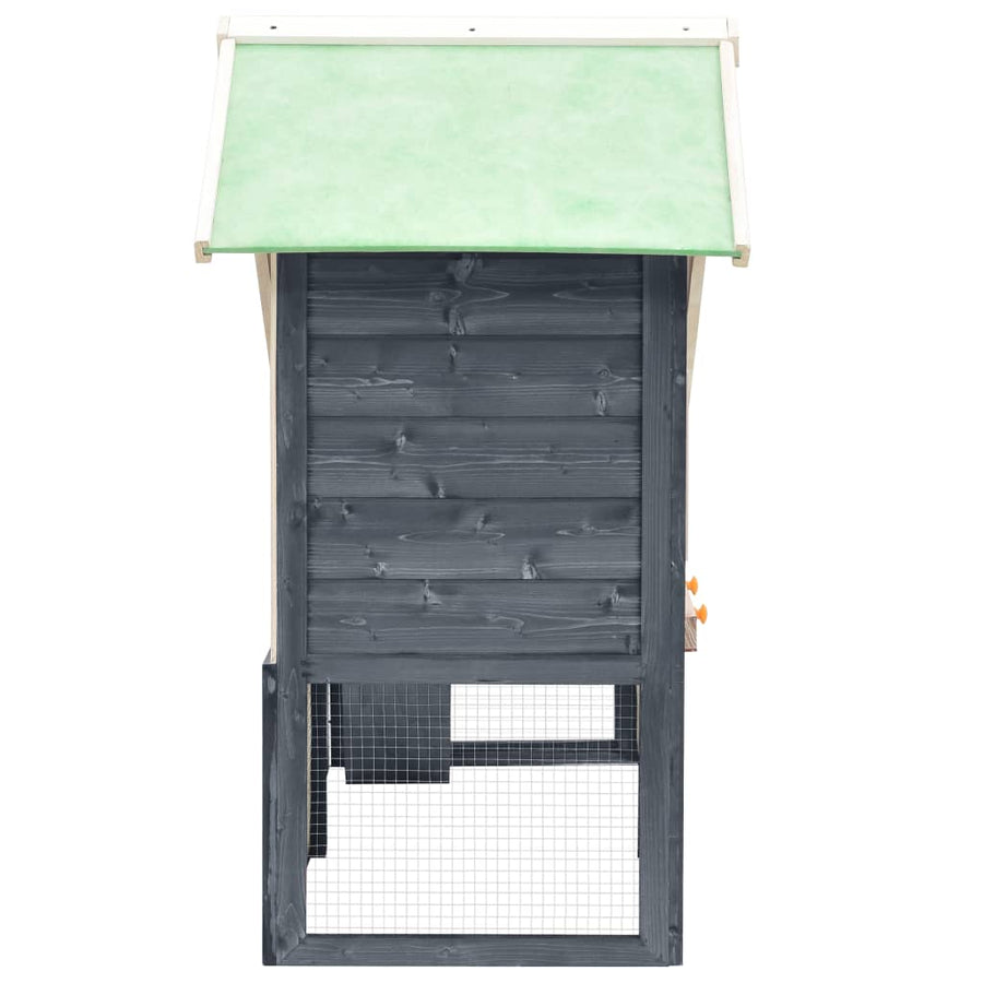 Konijnenhok 140x63x120 cm massief vurenhout grijs en wit Grijs en wit