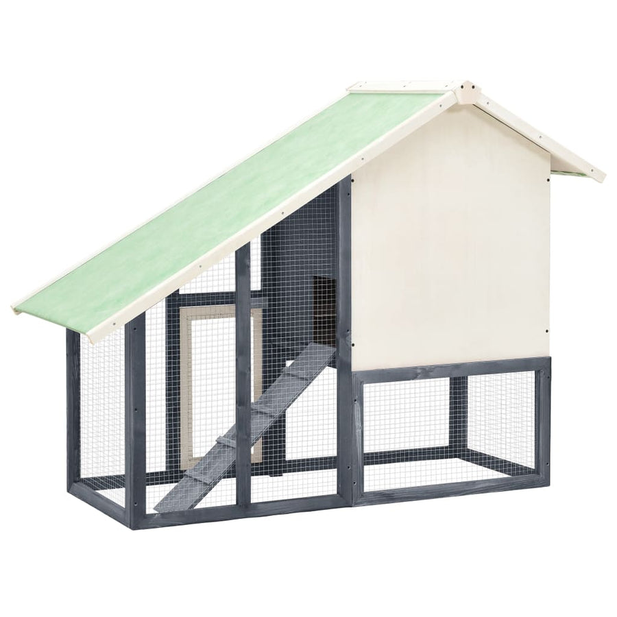 Konijnenhok 140x63x120 cm massief vurenhout grijs en wit Grijs en wit