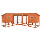 Konijnenhok met ren 250x192x105 cm massief vurenhout bruin