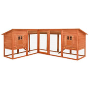 Konijnenhok met ren 250x192x105 cm massief vurenhout