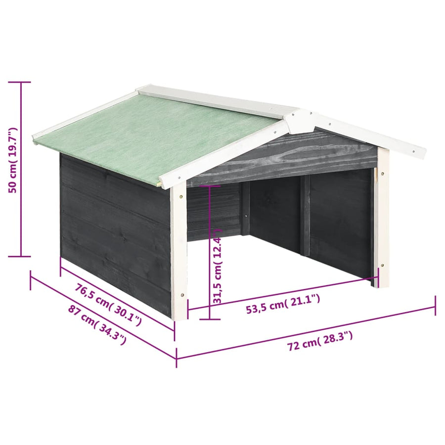 Overkapping Voor Grasmaaier 72X87X50 Cm Vurenhout En Wit Grijs