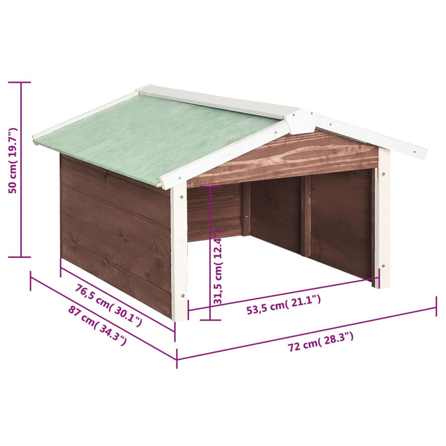 Overkapping Voor Grasmaaier 72X87X50 Cm Vurenhout Mokka En Bruin en wit